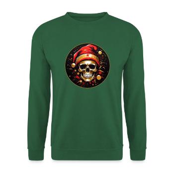 Crâne de Noël coloré avec chapeau de père Noël - Sweat-shirt Unisexe - vert foncé - Devant