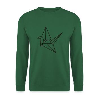 Grue en origami - Sweat-shirt Unisexe - vert foncé - Devant