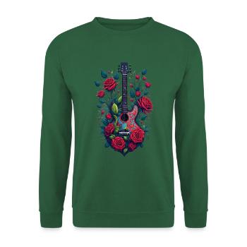Gitarre&Rosen Illustration - Unisex Pullover - Grün - Vorne