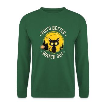 Funny Christmas Sweater - Cat Sees Santa Claus - Unisex Sweatshirt - green - Front