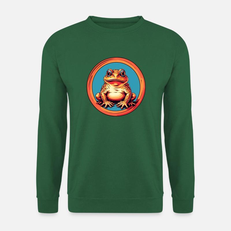 Frosch mit Mütze auf Farbklecksen - Unisex Pullover - Grün