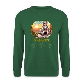 Namaste - indischer Gruß - Motiv mit weisem Mann - Unisex Pullover - Grün - Vorne