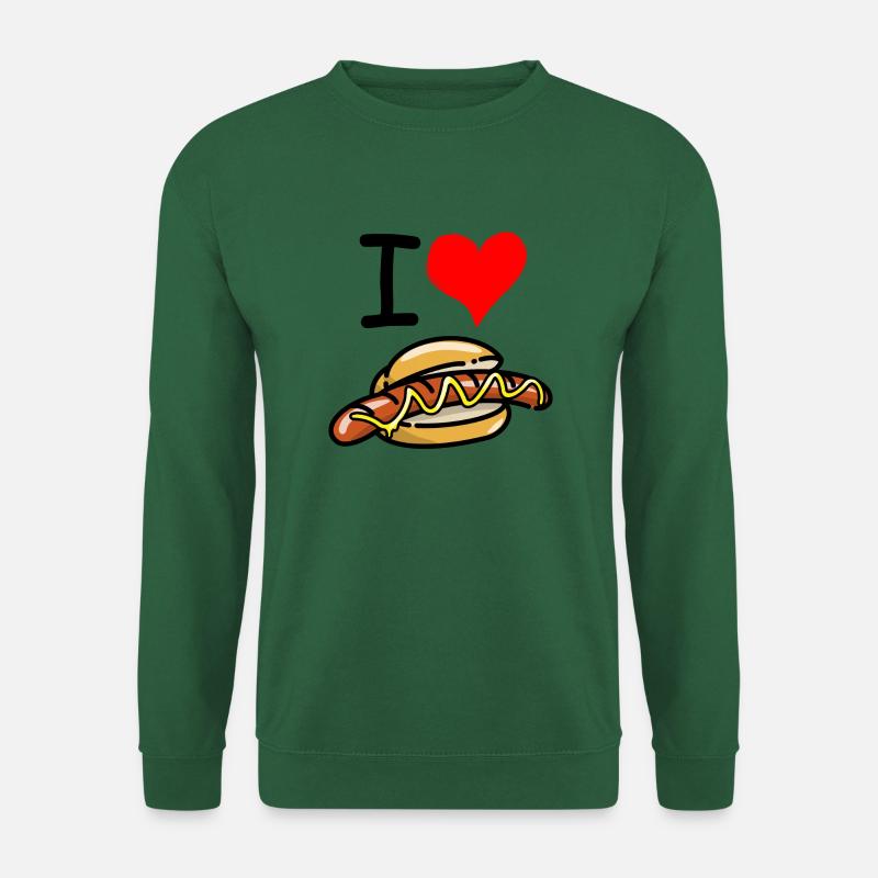 Lecker Bratwurstbrötchen - I Love Bratwurst Herz - Unisex Pullover - Grün