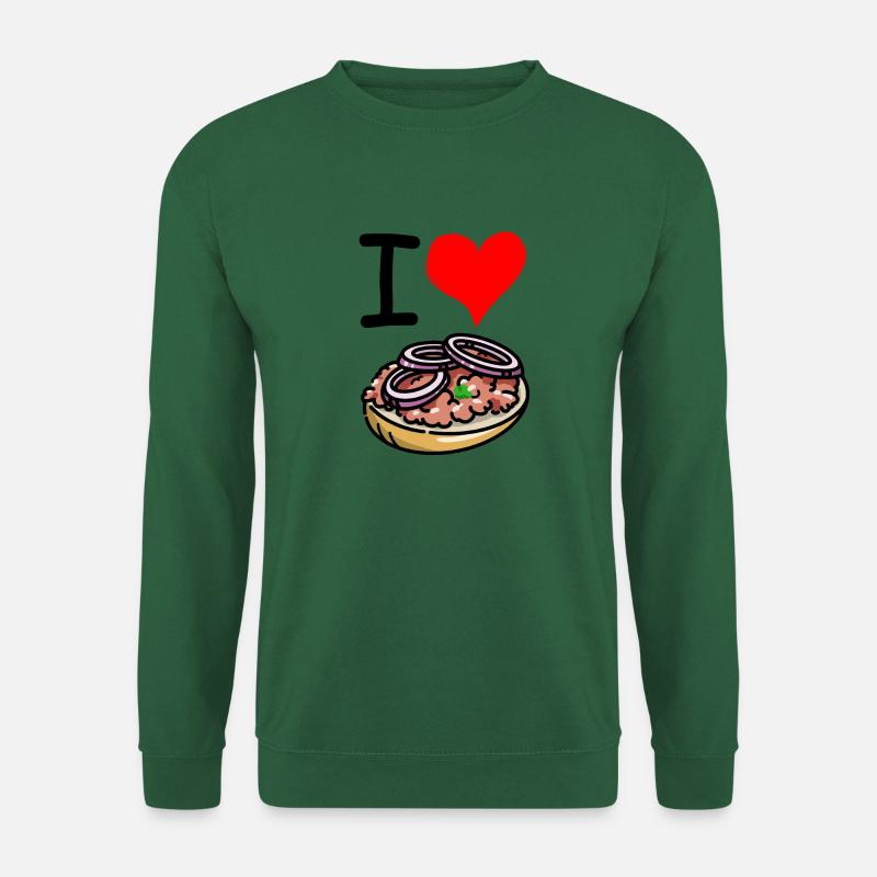 Lecker Mettbrötchen - I Love Mett Herz - Unisex Pullover - Grün