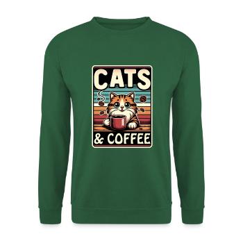 Chats et café dans un style vintage - Sweat-shirt Unisexe - vert foncé - Devant