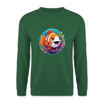 Poisson-clown rieur et anémone de mer - Sweat-shirt Unisexe - vert foncé - Devant