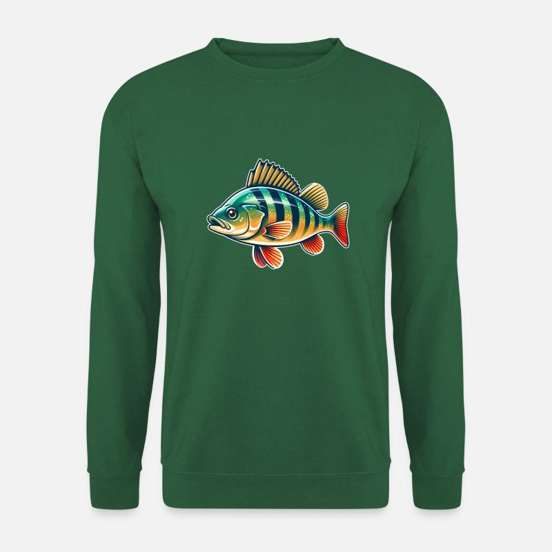 perche, perche, poisson, pêche - Sweat-shirt Unisexe - vert foncé
