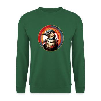 Buntspecht Portrait im bunten Farbkreis - Unisex Pullover - Grün - Vorne