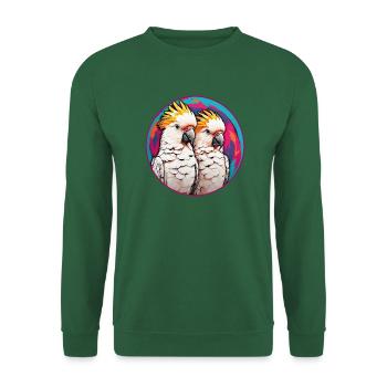 Kakadus Kakadupärchen im bunten Farbkreis - Unisex Pullover - Grün - Vorne