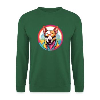 Farbenfroher Bullterrier mit Sonnenbrille - Unisex Pullover - Grün - Vorne
