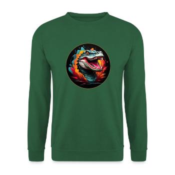 Alligator Krokodilportrait mit Farbklecksen - Unisex Pullover - Grün - Vorne