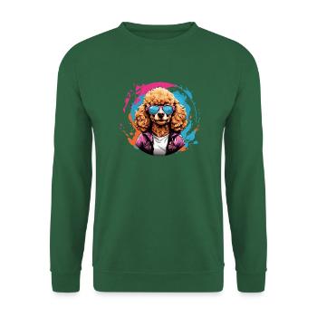 Cool poodle in sunglasses in colorful color wheel - Unisex Sweatshirt - green - Front