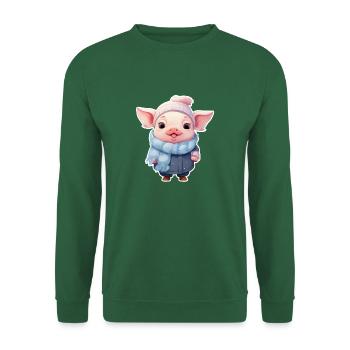süßem Schweinchen ist kalt - Unisex Pullover - Grün - Vorne
