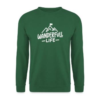 Wanderfull Life - Pun Hiking with Mountains - Unisex Sweatshirt - green - Front