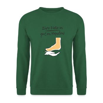 Ihre Füße in guten Händen | Spruch Motiv Fußpflege - Unisex Pullover - Grün - Vorne