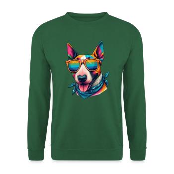Bunter Bullterrier mit Sonnenbrille - Unisex Pullover - Grün - Vorne