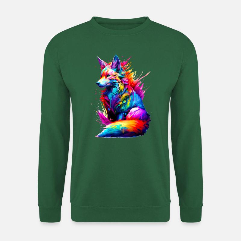 Painted Sitting Fox - Unisex Sweatshirt - green