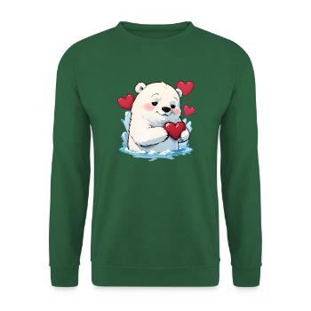 Verschenke diesen süßen Eisbären zum Valentinstag - Unisex Pullover - Grün - Vorne