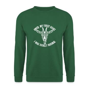 Bis zu meiner ersten Ziege war ich völlig normal - Unisex Pullover - Grün - Vorne