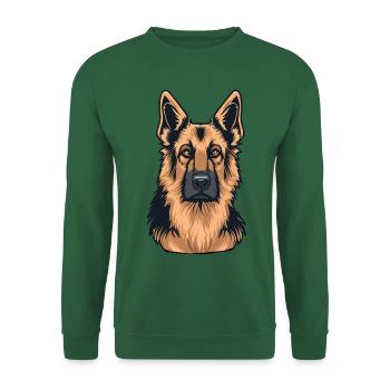 GERMAN SHEPHERD ART PETS PUPPY DOG ANIMALS DRAWING - Unisex Sweatshirt - green - Front