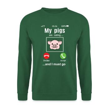 Meine Schweine rufen Schwein Bauer Bauernhof Fun - Unisex Pullover - Grün - Vorne