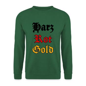 Harz Rot Gold Schriftzug Altdeutsch Deutschland - Unisex Pullover - Grün - Vorne