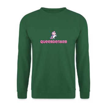 LGBTQ+ - "QUEERDenker mit Einhorn pink" - Unisex Pullover - Grün - Vorne