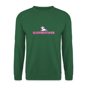 LGBTQ+ - "QUEERDenker mit Einhorn schlafend pink" - Unisex Pullover - Grün - Vorne