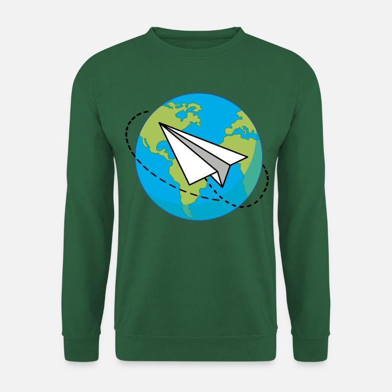 Planet Earth with a paper airplane - Unisex Sweatshirt - green