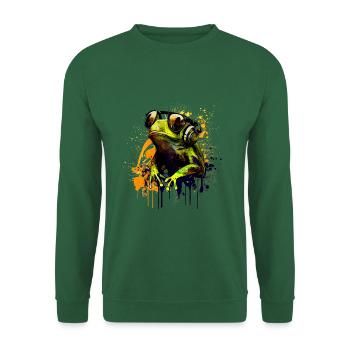 Cool frog with sunglasses and headphones - Unisex Sweatshirt - green - Front