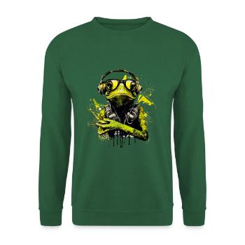 Cool frog with sunglasses and headphones - Unisex Sweatshirt - green - Front