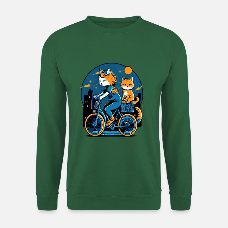 Cool Comic Cats Ride Bikes - Unisex Sweatshirt - green