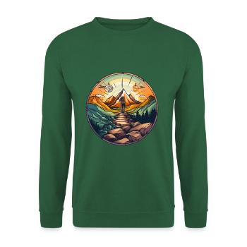 Outdoor Romantik - Sonne mit Bergpanorama - Unisex Pullover - Grün - Vorne