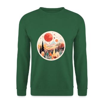 Abstrakte Boho Landschaft in Herbstfarben - Unisex Pullover - Grün - Vorne