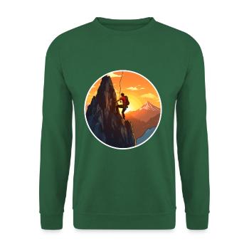 Bergsteiger vorm Sonnenuntergang - Kletter Design - Unisex Pullover - Grün - Vorne