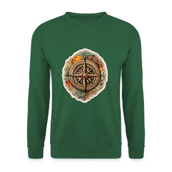 Boussole rétro sur la carte du monde - Sweat-shirt Unisexe - vert foncé - Devant