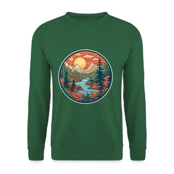Cooles Wanderer Motiv - Wandern in den Bergen - Unisex Pullover - Grün - Vorne