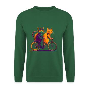 Cool Comic Cats Ride Bike, Tandem - Unisex Sweatshirt - green - Front