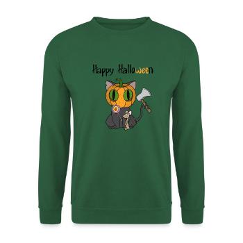 Chat d’Halloween - Sweat-shirt Unisexe - vert foncé - Devant
