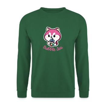 Husky Bubble Tea Hund Geschenk Retro - Unisex Pullover - Grün - Vorne