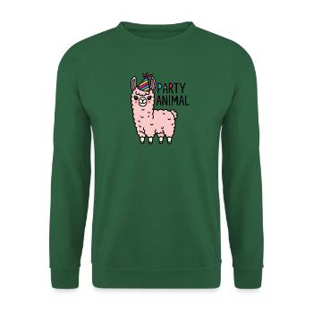 Party Lama Alpaka Pink Partyhut Geburtstag Feier - Unisex Pullover - Grün - Vorne