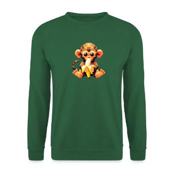 Polygon Baby Affe Banane Kunst Afrika Zoo Tierpark - Unisex Pullover - Grün - Vorne