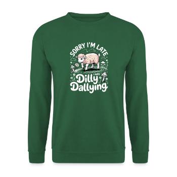 Entschuldige, dass ich zu spät bin, ich habe nur mit lustigen Schafen gespielt - Unisex Pullover - Grün - Vorne