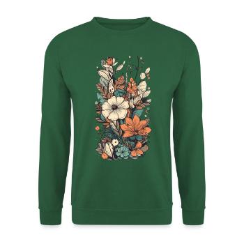 Magnifique bouquet d’herbier de fleurs bohèmes - Sweat-shirt Unisexe - vert foncé - Devant