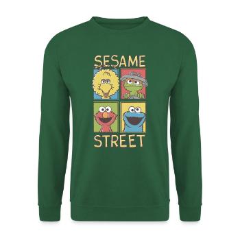 Sesame Street Bibo, Oscar, Elmo And Cookie Mosnter - Unisex Sweatshirt - green - Front