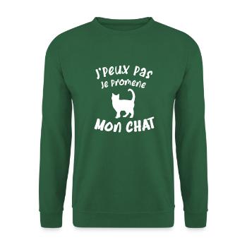 Je peux pas je promène mon chat - Sweat-shirt Unisexe - vert foncé - Devant