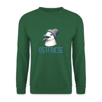Gute Laune Ostfriese - Moin Möwe mit Beanie Mütze - Unisex Pullover - Grün - Vorne
