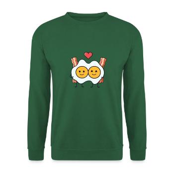 Oeufs au plat amoureux du bacon - couple avec cœur - Sweat-shirt Unisexe - vert foncé - Devant