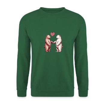 Bears in Love - Bears Couple Holding Hands with Heart - Unisex Sweatshirt - green - Front