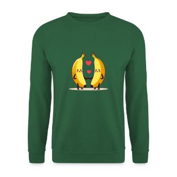 Bananas in love - couple holding hands with heart - Unisex Sweatshirt - green - Front